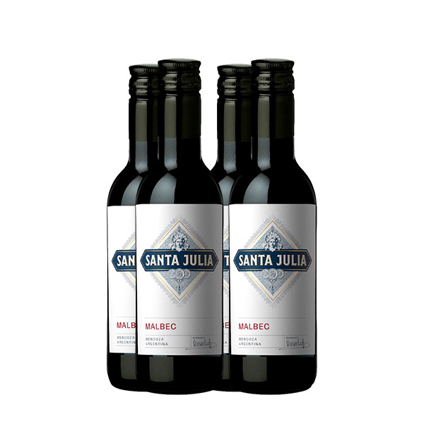Santa Julia Malbec 187 ml. x 4 Botellas (pequeñas)