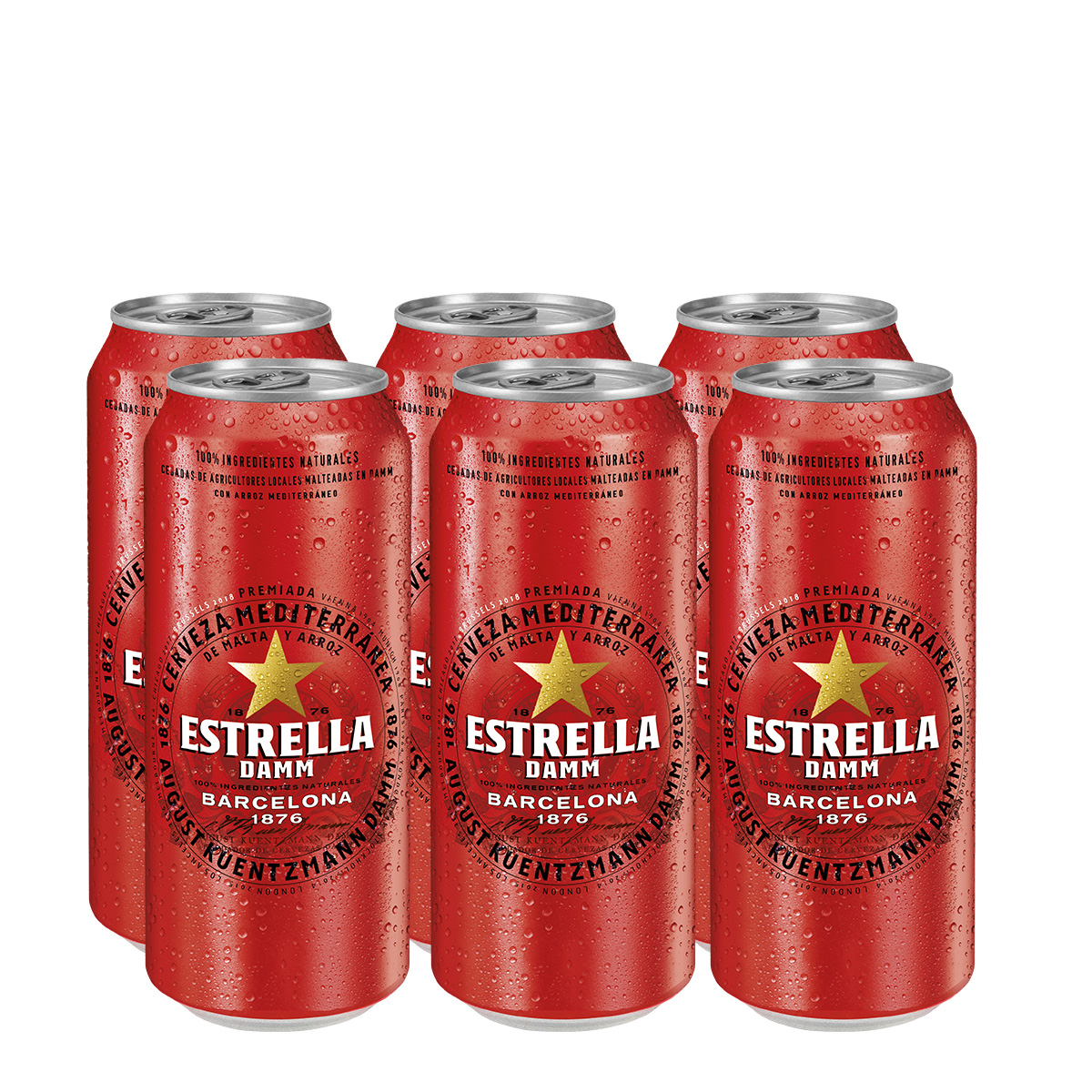 Estrella Damm Cerveza Española 500 ml. x 6 Latas