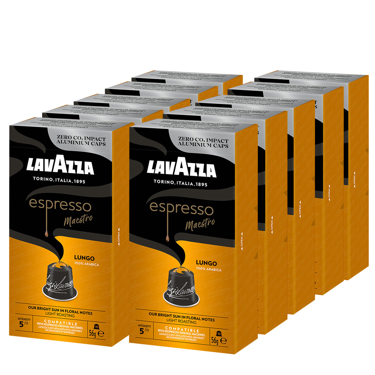 Lavazza Cápsulas de Café Espresso Maestro Lungo Compatible con Nespresso®Original. x 100 Cápsulas