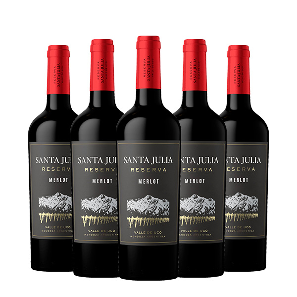Santa Julia Merlot Reserva 750 ml. x 5 Botellas