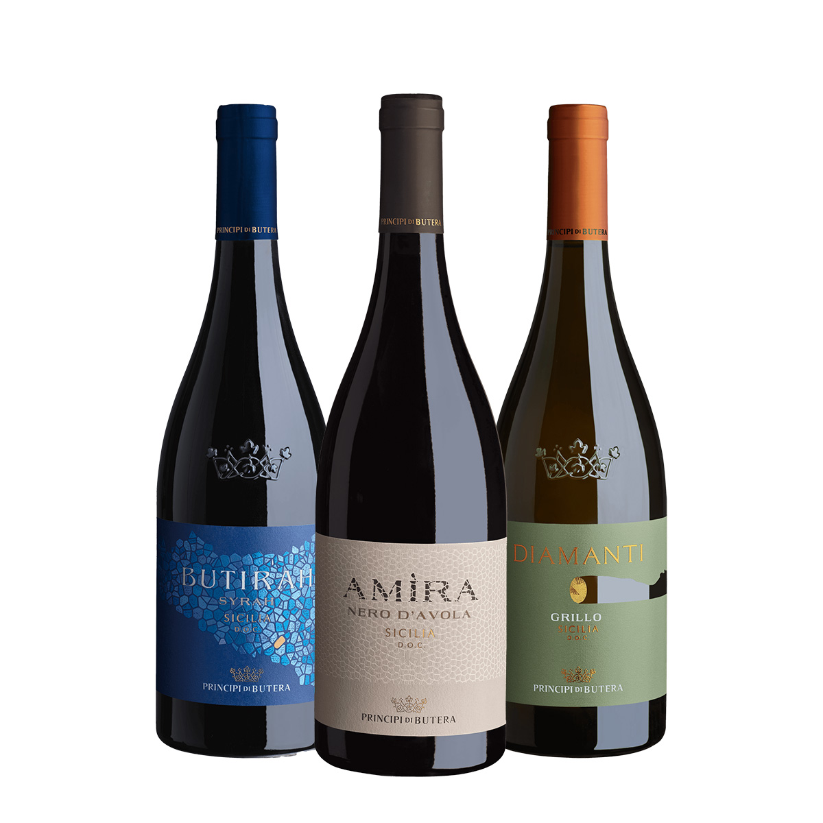 Pack Principi di Butera: Diamanti Grillo, Amìra Nero d’Avola y Butirah Syrah