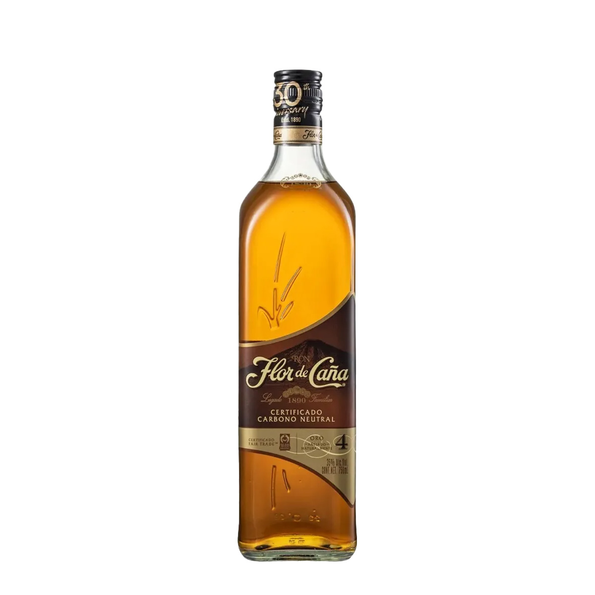 Flor de Caña Ron Oro 4 Años 750 ml.