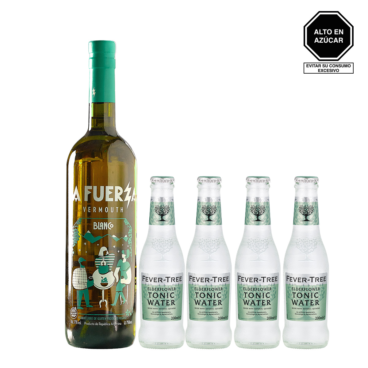 La Fuerza Vermouth Blanco de Torrontés 750 ml. + Fever-Tree Agua Tónica Elderflower x 4 Botellas