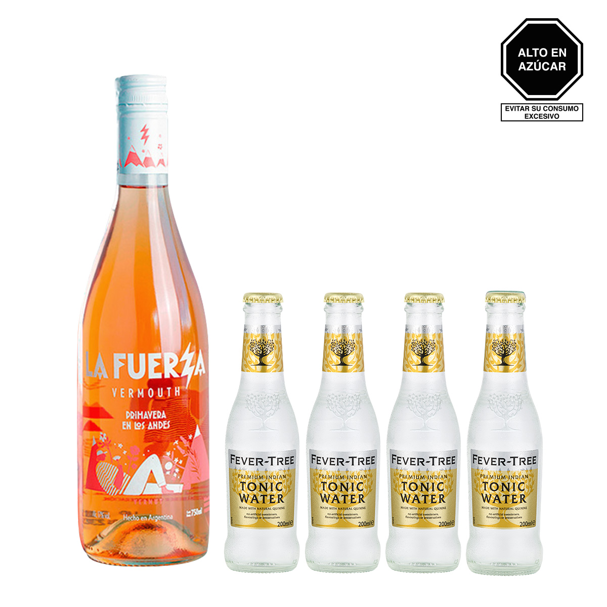 La Fuerza Vermouth Primavera en los Andes 750 ml. + Fever-Tree Agua Tónica Indian x 4 Botellas