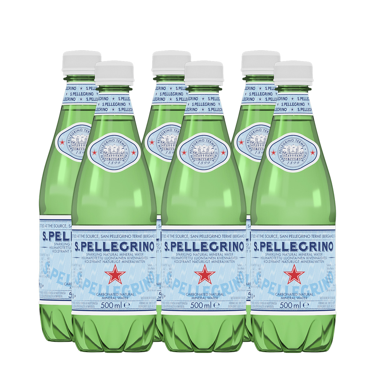 San Pellegrino Agua Mineral Natural con Gas Botella Pet 500 ml Six Pack