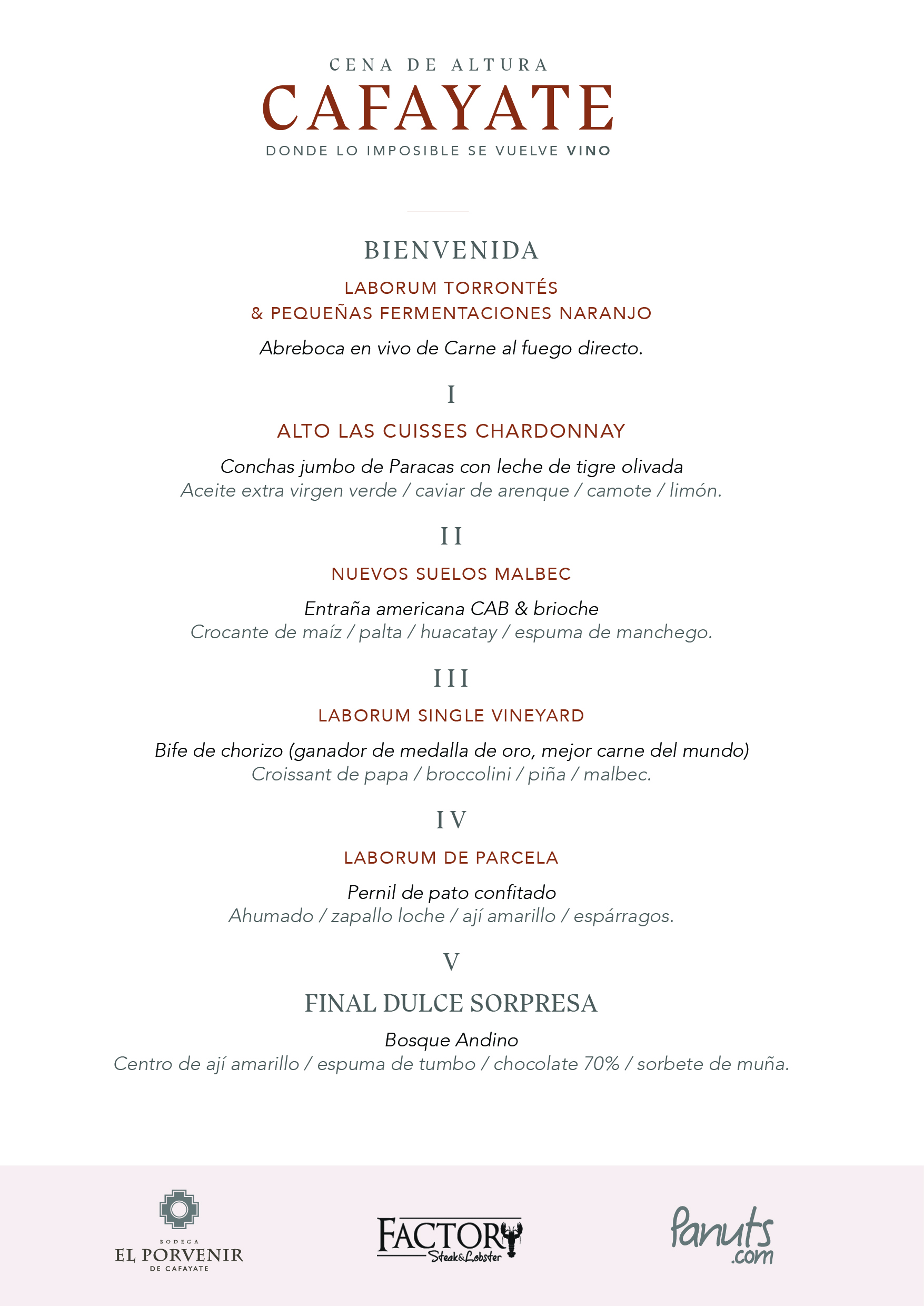 Menu El Porvenir Factory