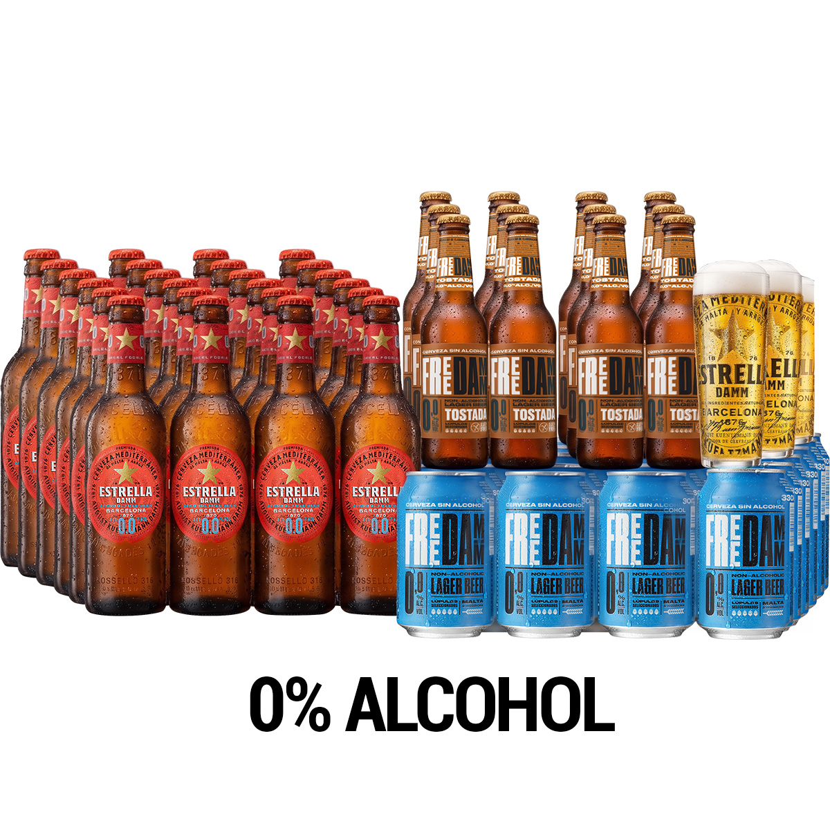 Pack Damm SIN ALCOHOL + 3 Vasos Cerveceros