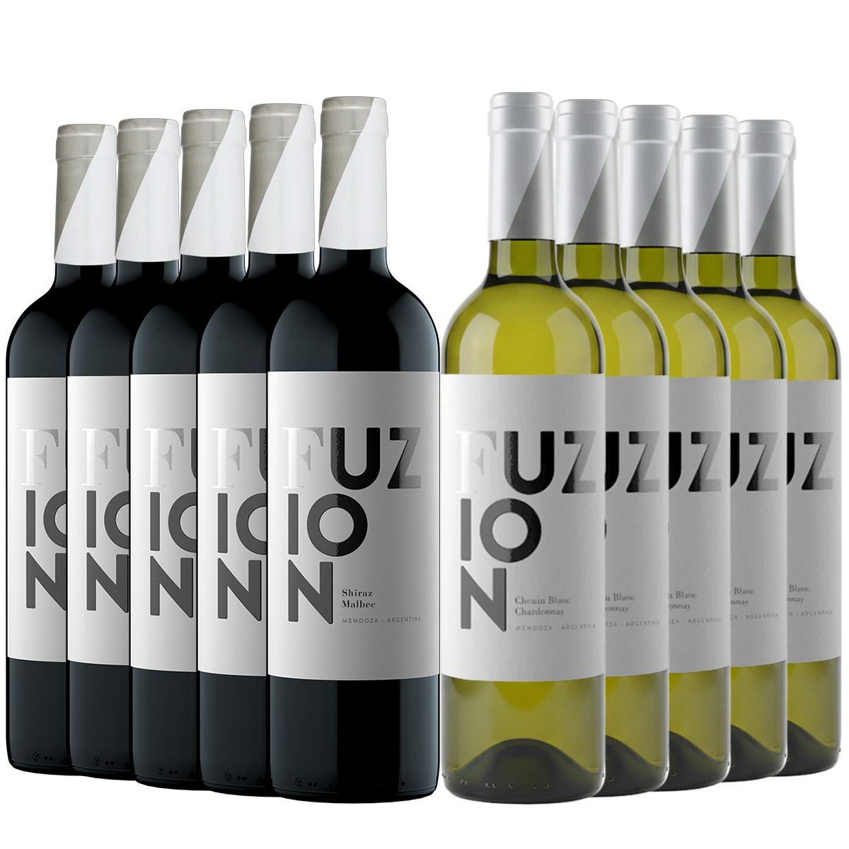 Fuzion Syrah Malbec 750ml x 5 Botellas + Fuzion Chenin Chardonnay 750ml x 5 Botellas