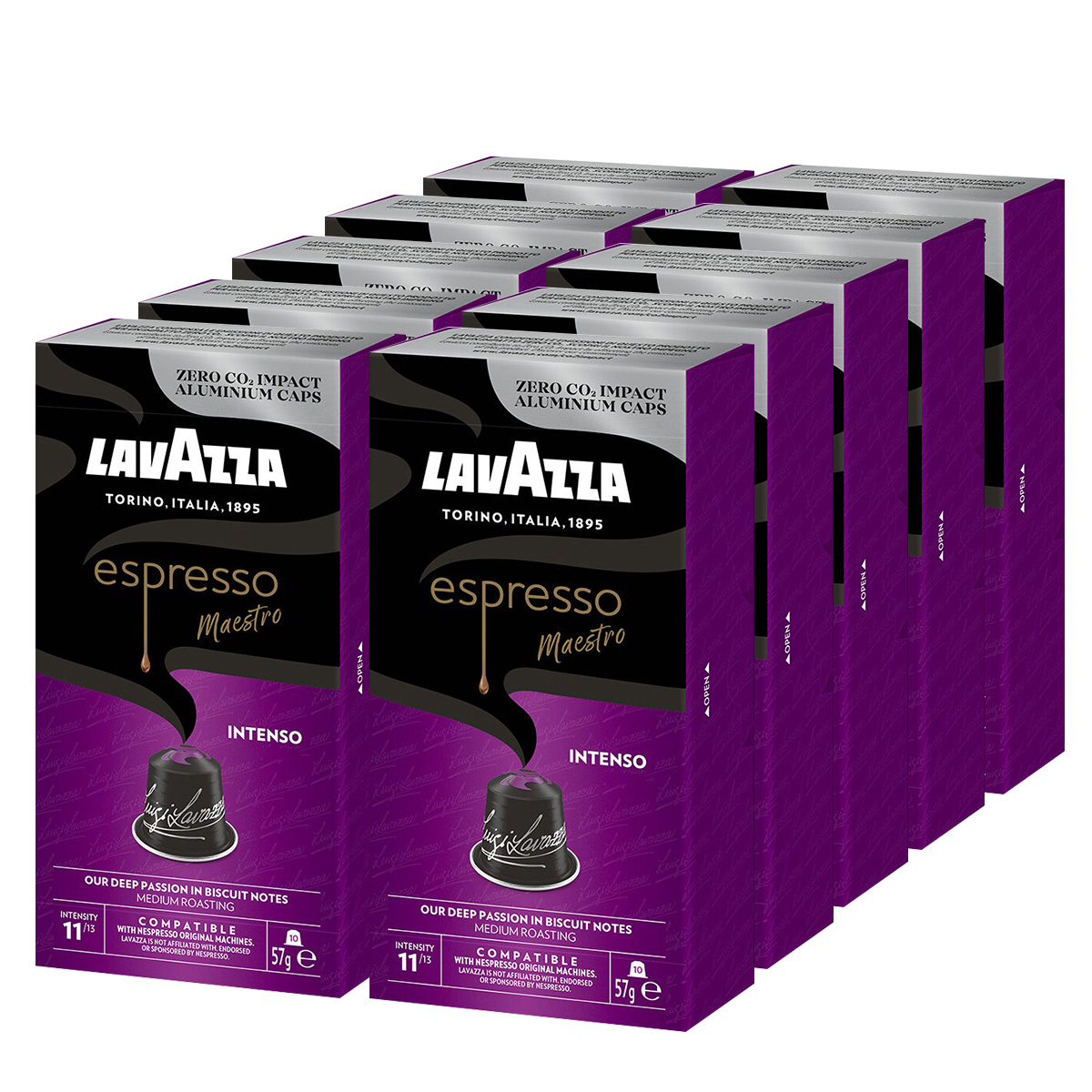 Lavazza Cápsulas de Café Espresso Maestro Intenso Compatible con Nespresso®Original. x 100 Cápsulas