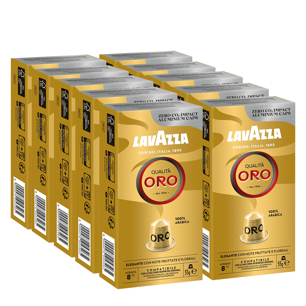 Lavazza Cápsulas de Café Qualità Oro Compatible con Nespresso®Original. x 100 Cápsulas
