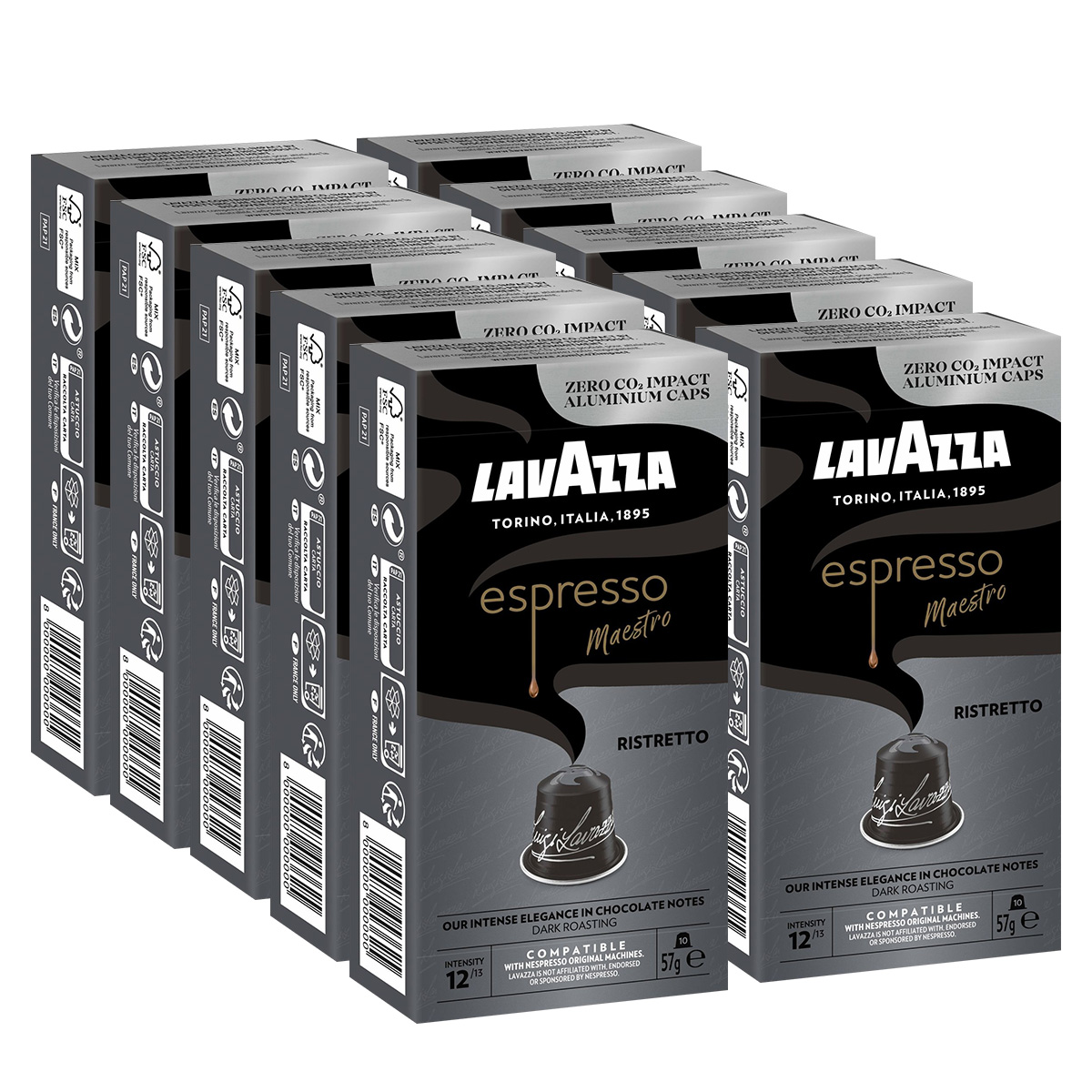 Lavazza Cápsulas de Café Espresso Maestro Ristretto Compatible con Nespresso®Original. x 100 Cápsulas
