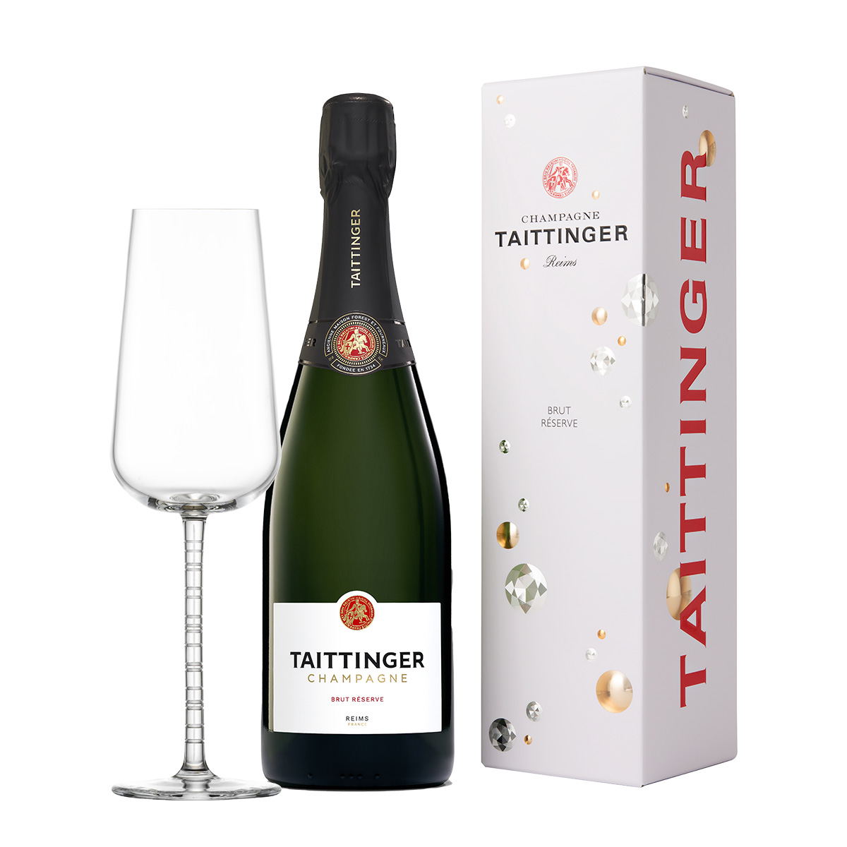 Taittinger Champagne Brut Réserve 750 ml. + REGALO: Copa de Cristal Alemán