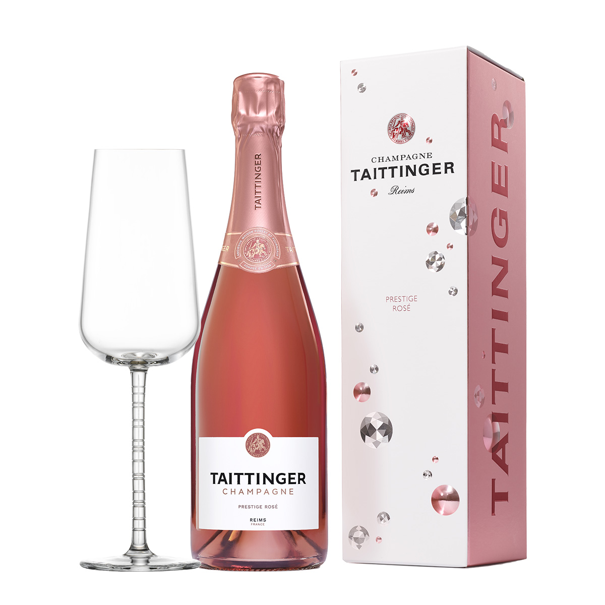 Taittinger Champagne Prestige Rosé 750 ml. + REGALO: Copa de Cristal Alemán