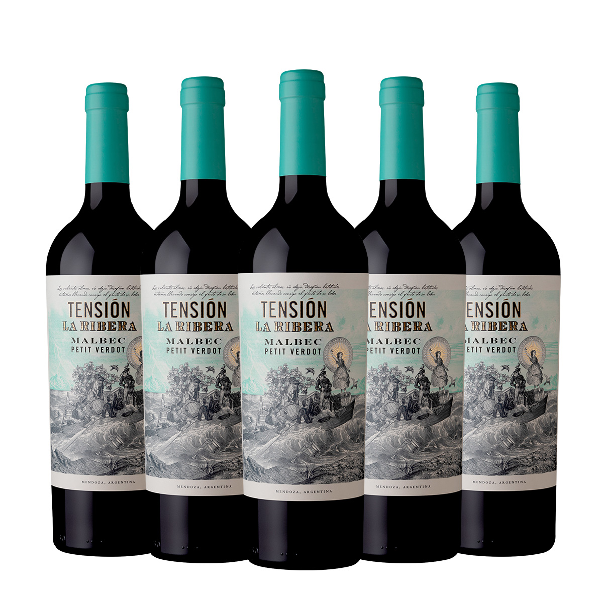 Tensión La Ribera Malbec Petit Verdot 750 ml. x 5 Botellas