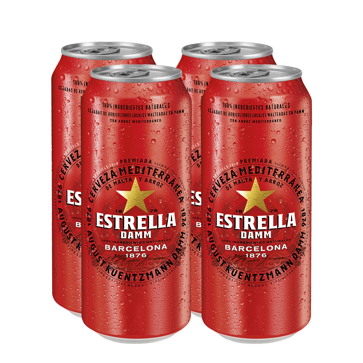Estrella Damm Cerveza Española 500 ml. x 4 Latas